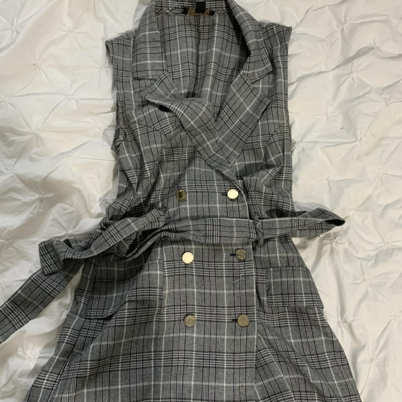 Lipsy blazer playsuit dress checked checkered grey