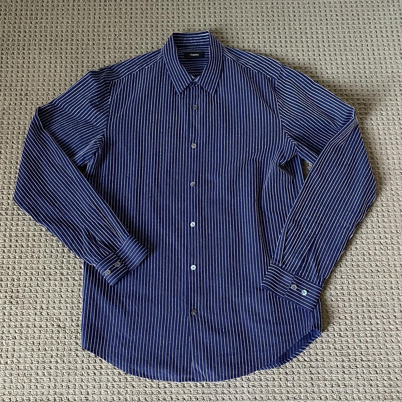 Theory Men's Navy Shirt | Depop