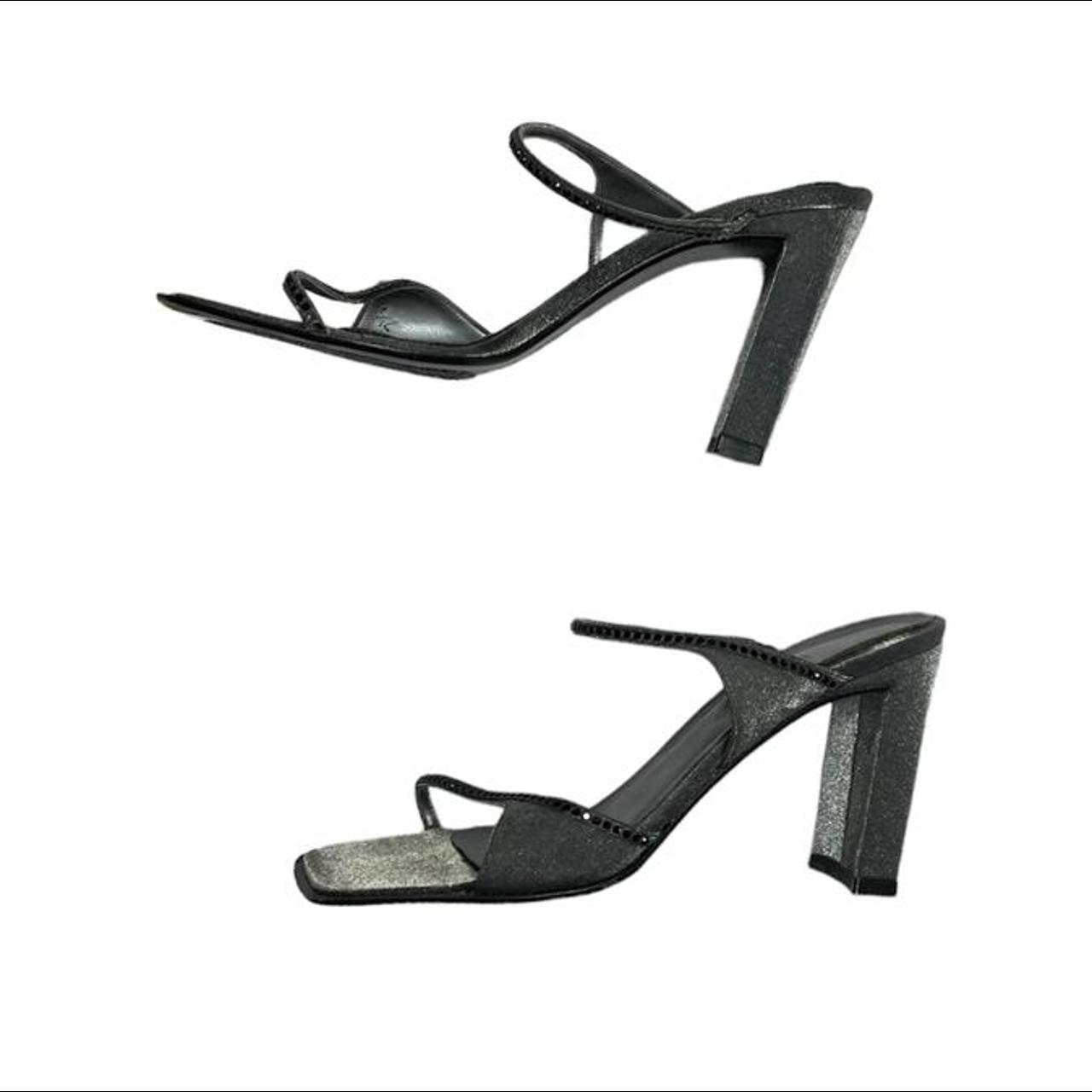 Bebe Women's Black and Grey Sandals Depop