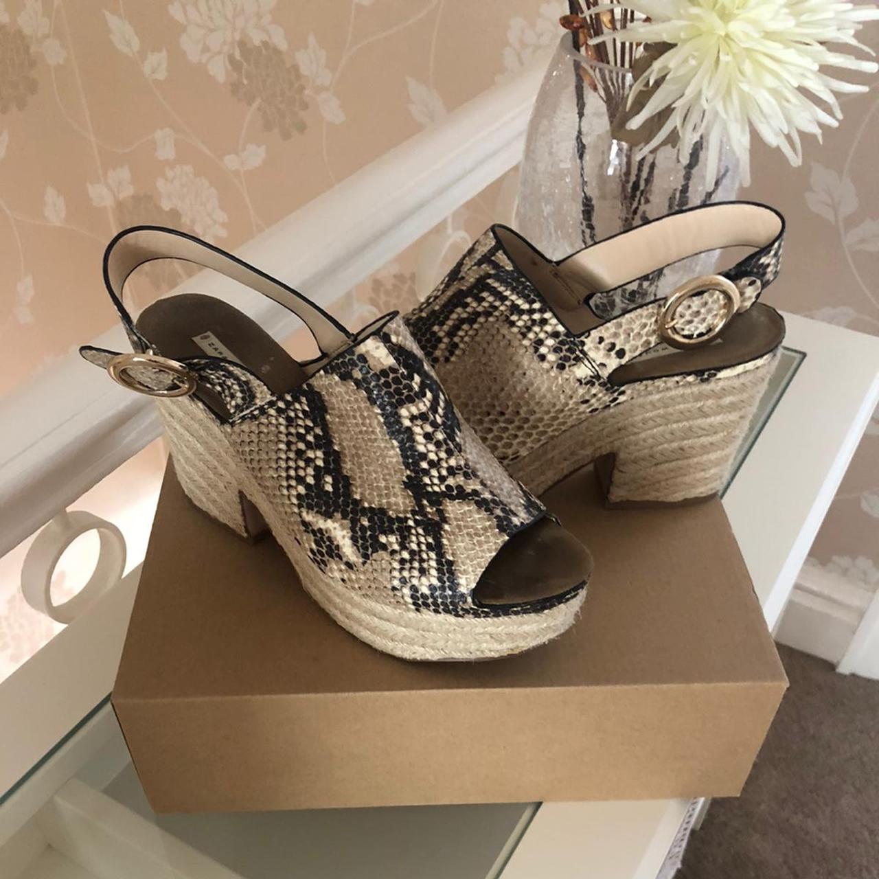 Zara chunky animal print wedges, perfect condition!... Depop