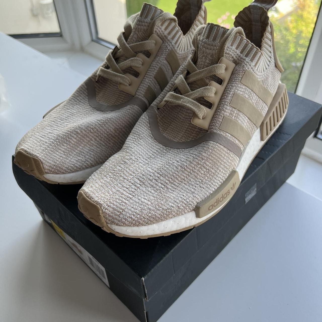 Adidas Men's Cream and Tan Trainers | Depop