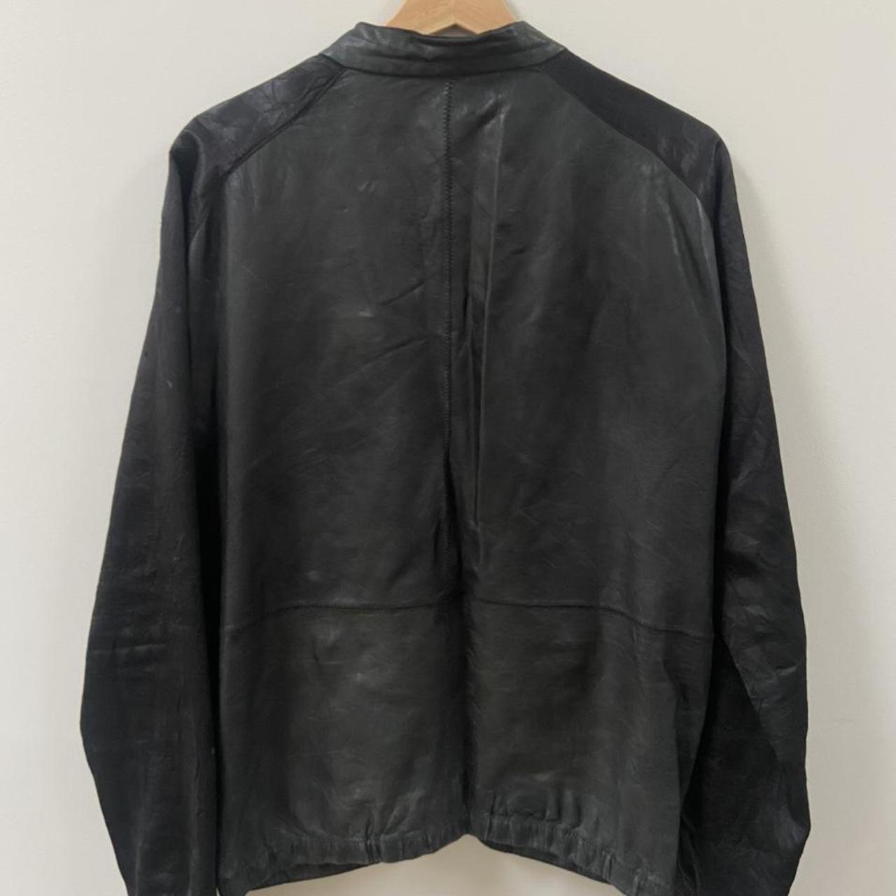 All Saints vintage leather jacket with silk sleeves.... - Depop