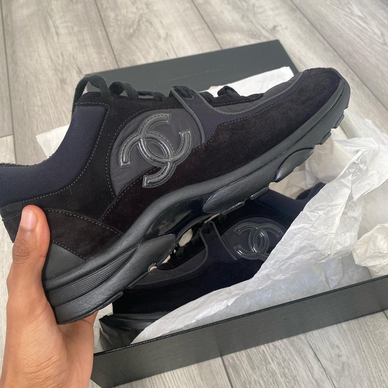 triple white chanel trainers