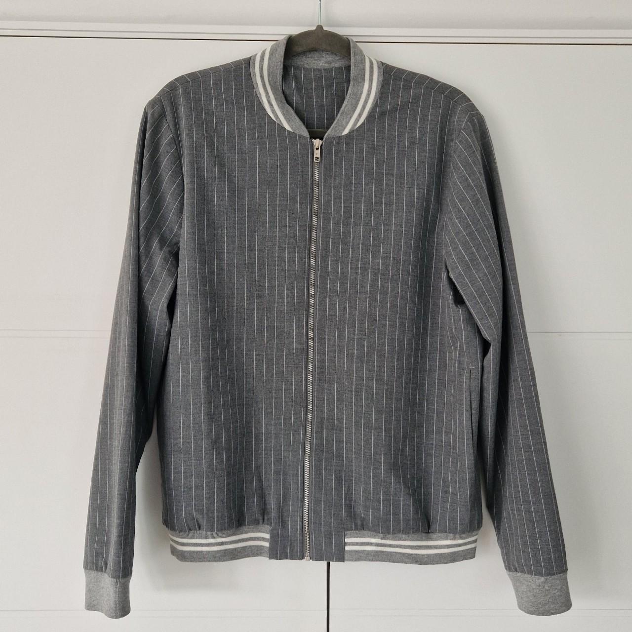 Topman Men's Grey and White Jacket Depop