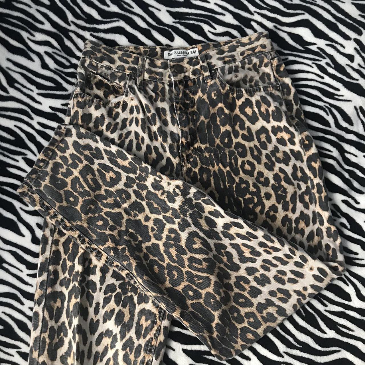 Pull & bear leopard print jeans, worn a couple... - Depop