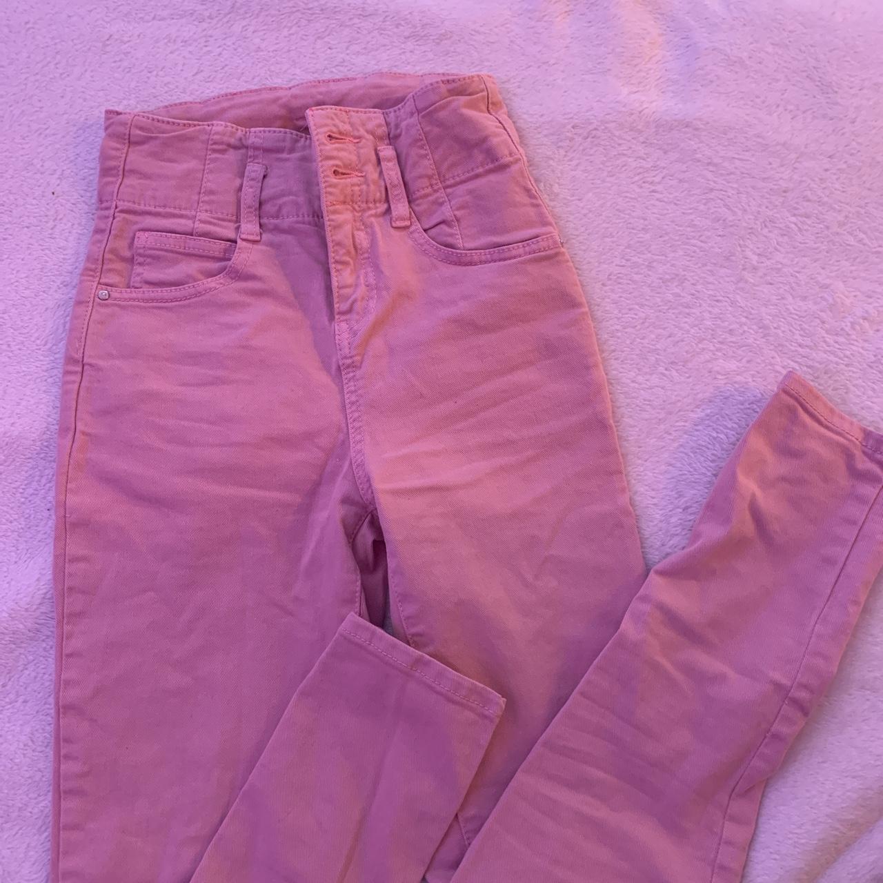 Pink High Waisted Jeans Not sure about the size but... - Depop