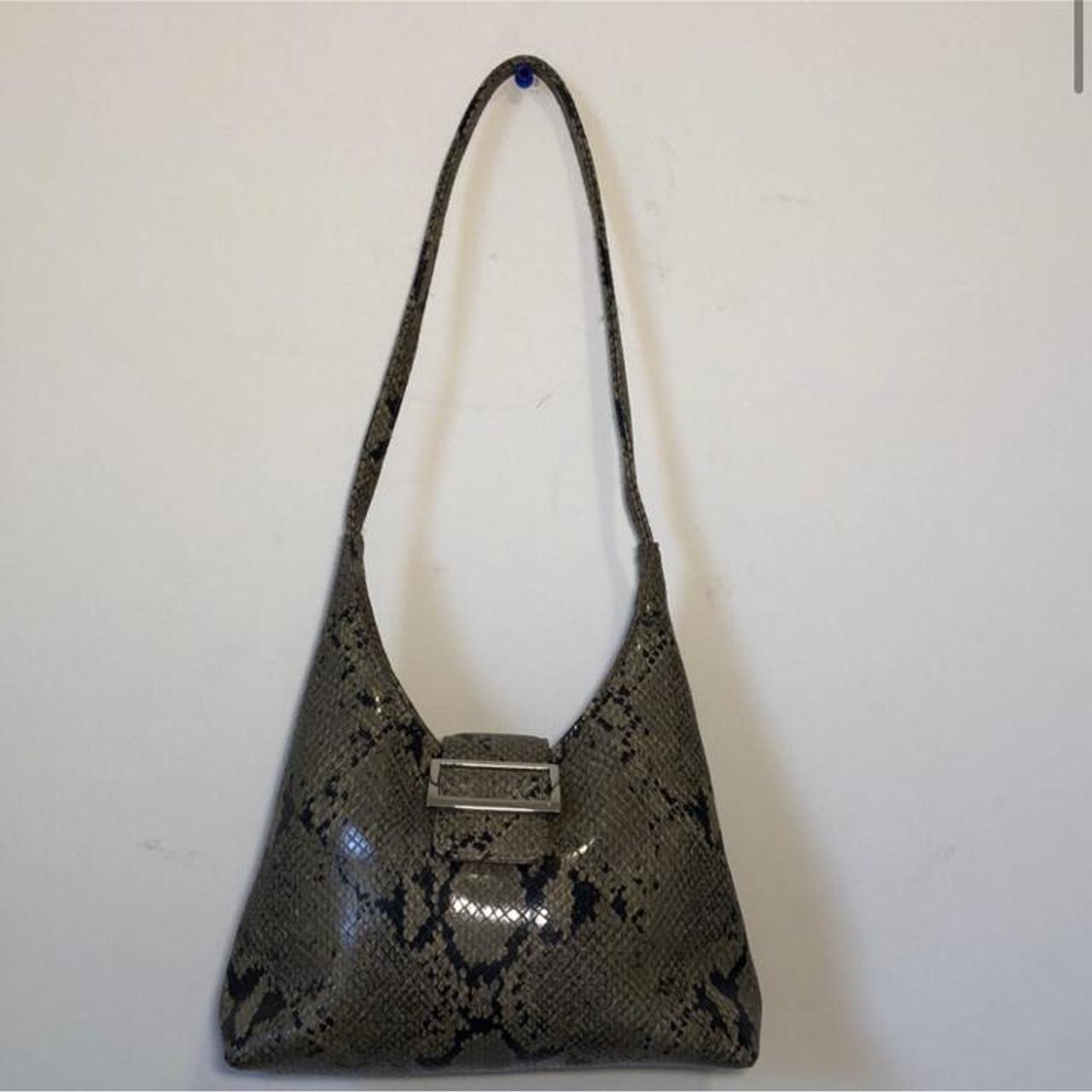 Vintage 90s mini buckle shoulder purse in snakeskin... - Depop