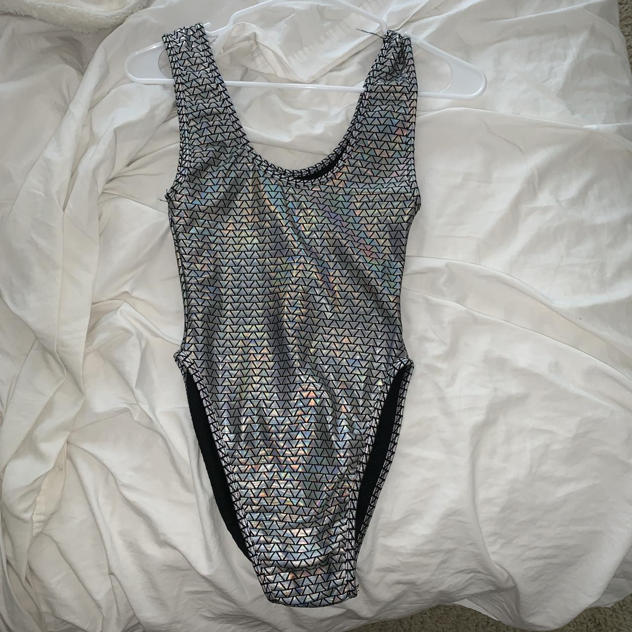 Rave Wonderland Holographic Triangle Bodysuit Size Depop