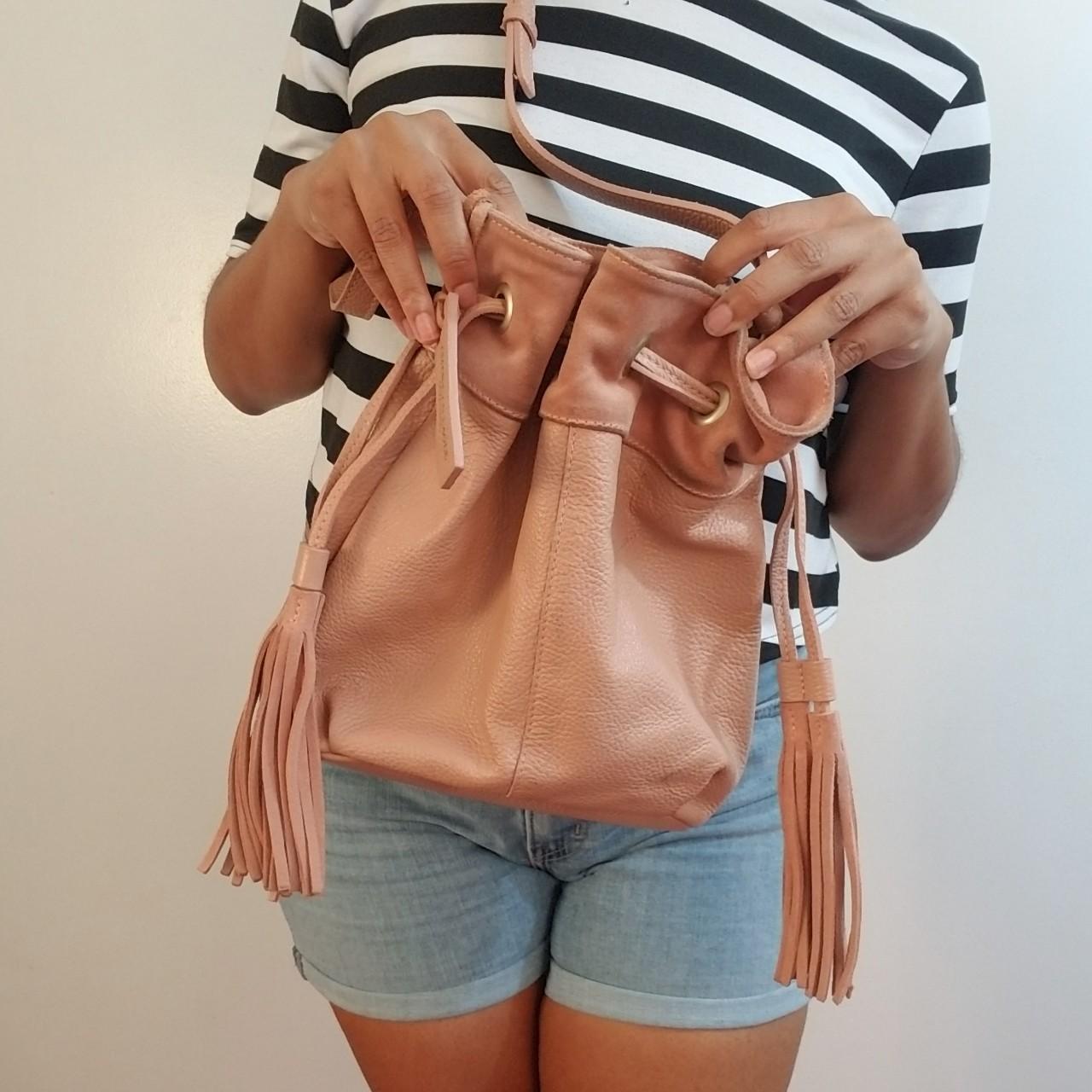 American Eagle Pastel pink tassel drawstring purse Depop