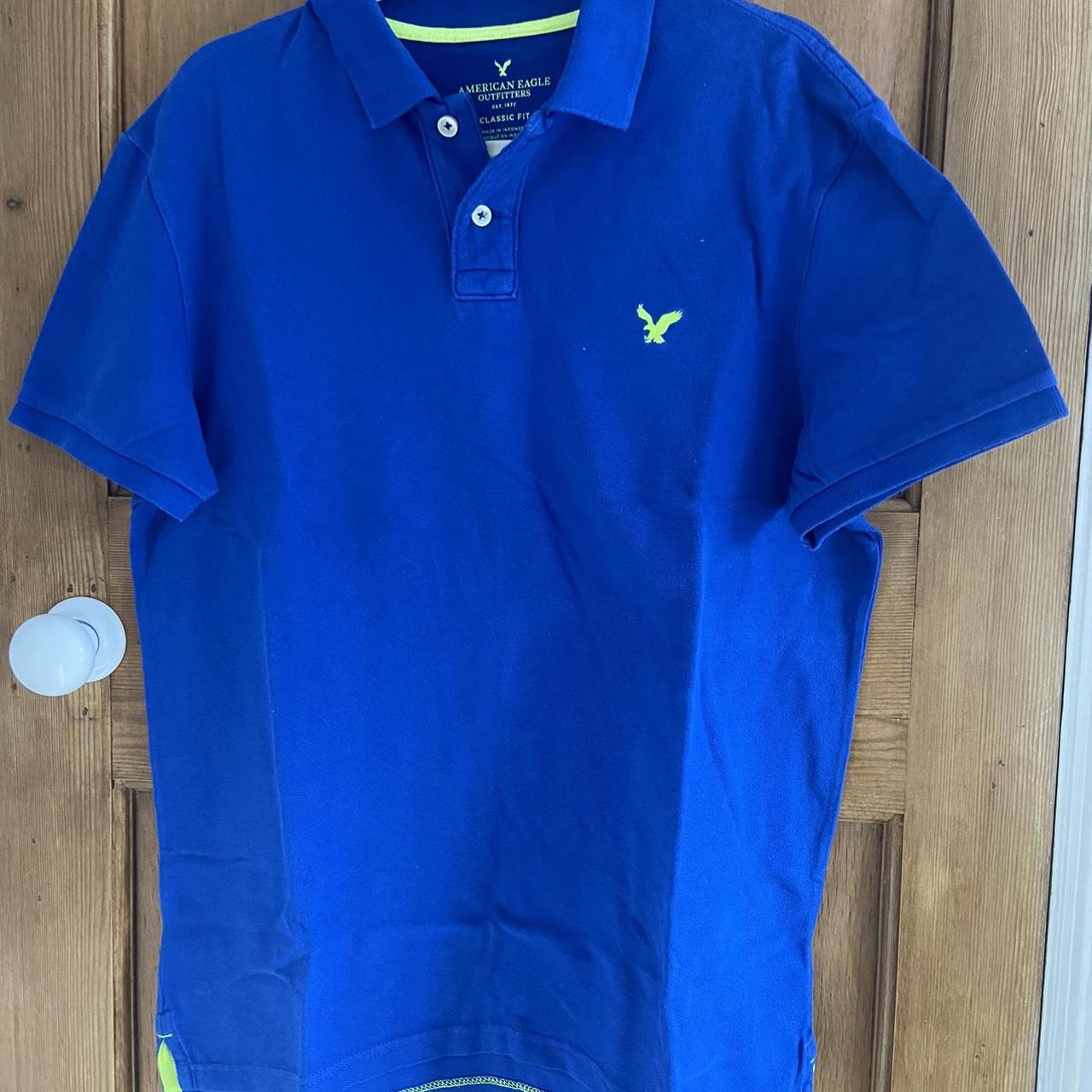 🧔🏽‍♂️ AMERICAN EAGLE Classic Fit Electric Blue Polo... - Depop