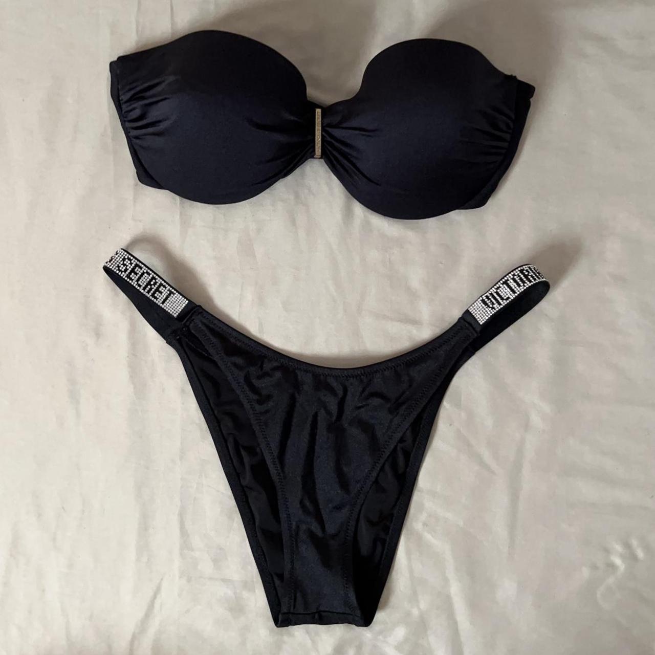 Victoria's Secret Women's Black and Silver Bikinis-and-tankini-sets | Depop