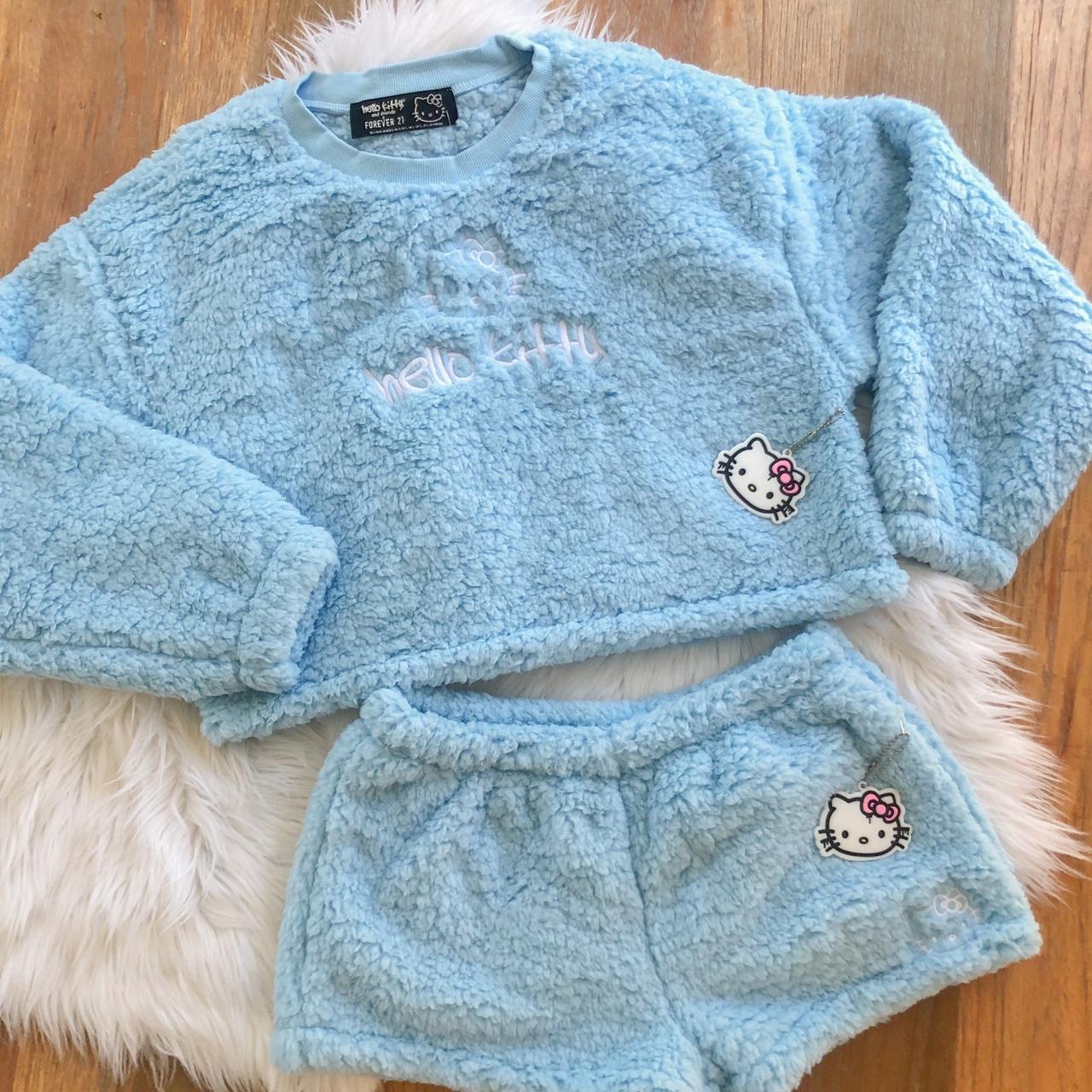 Hello Kitty baby blue faux shearling set, brand new... - Depop