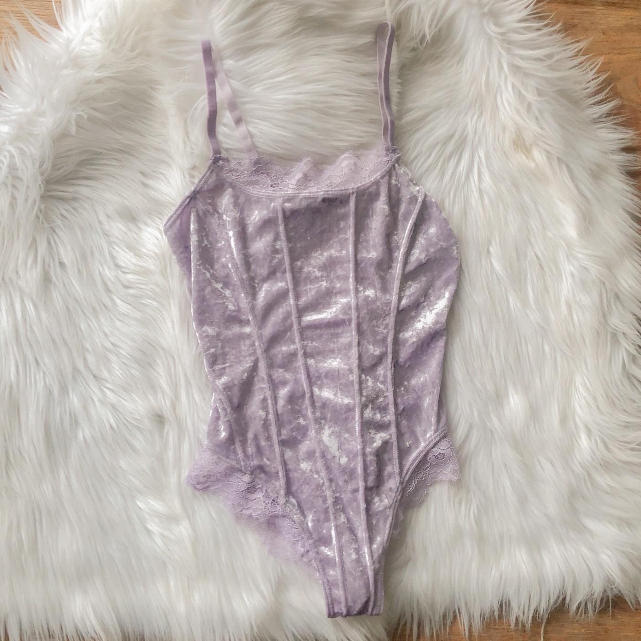 Light Purple Velvet Bodysuit Brand New Lace Trim Depop 3107