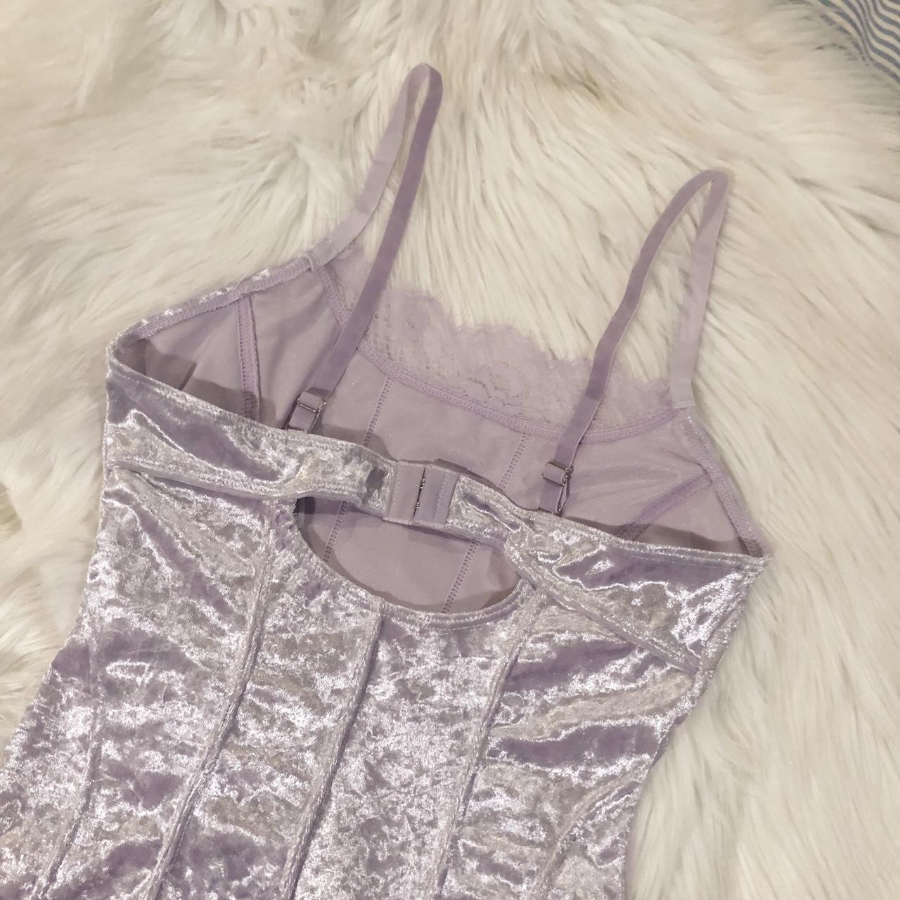 Light Purple Velvet Bodysuit Brand New Lace Trim Depop 1403