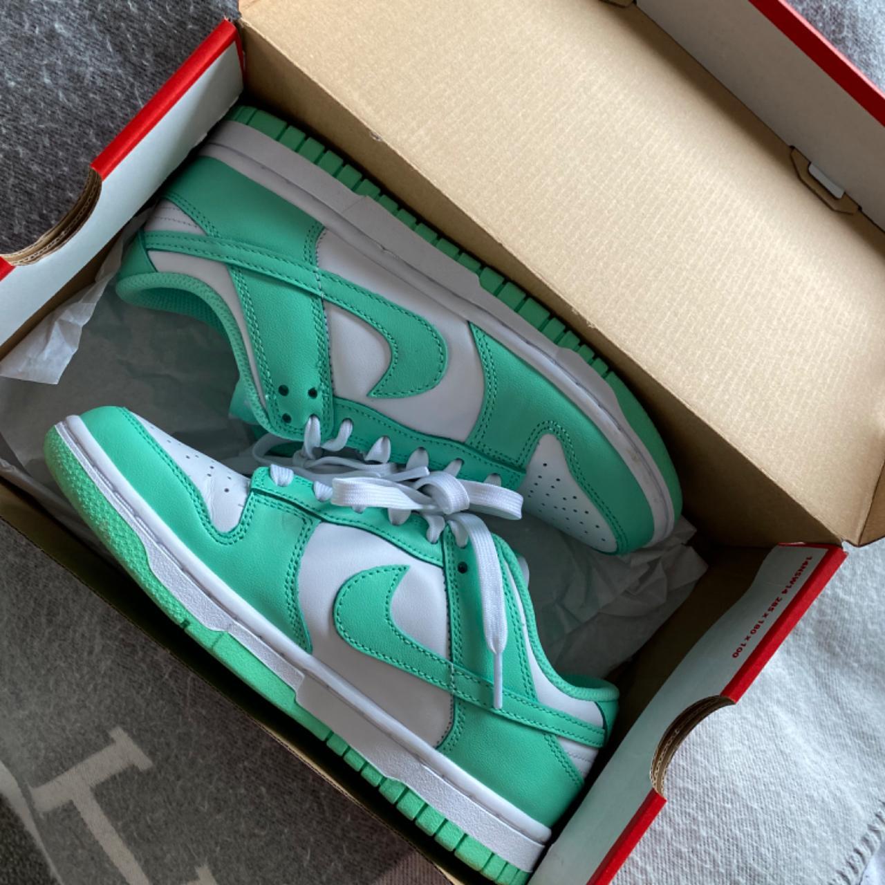Nike dunk mint green Worn a few times Size UK 3 Fits... Depop