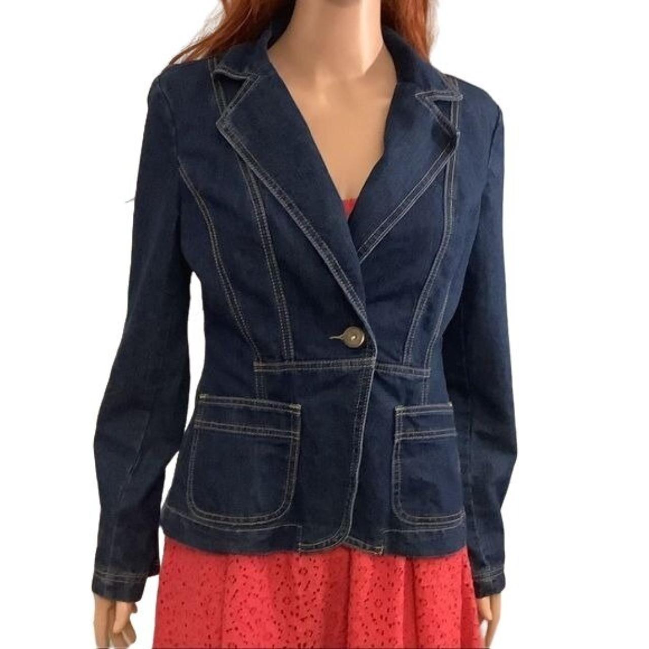 Cato one button denim blazer jacket small Preowned... - Depop