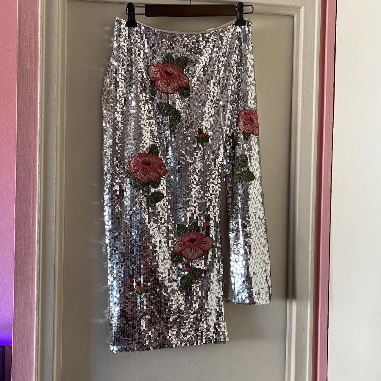 Silver sequin 2024 midi skirt topshop