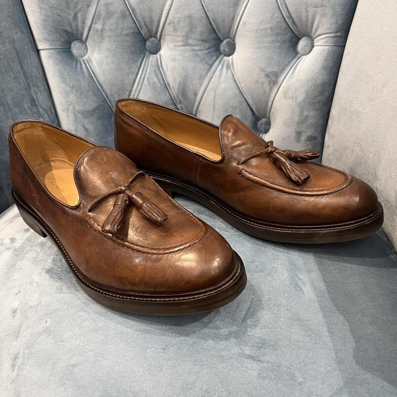 Zara Mens Leather shoes Loafer In Brown Size 45.... Depop