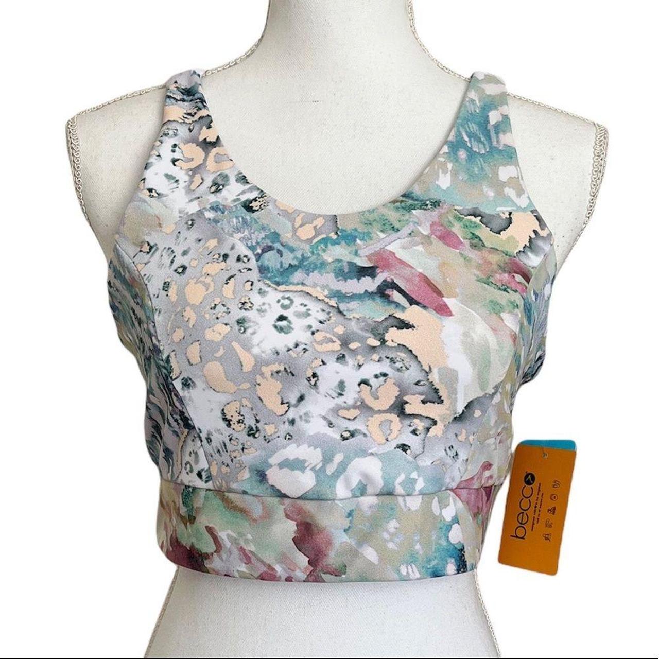 Becco Watercolor Abstract Cross Back Sports Bra - Depop