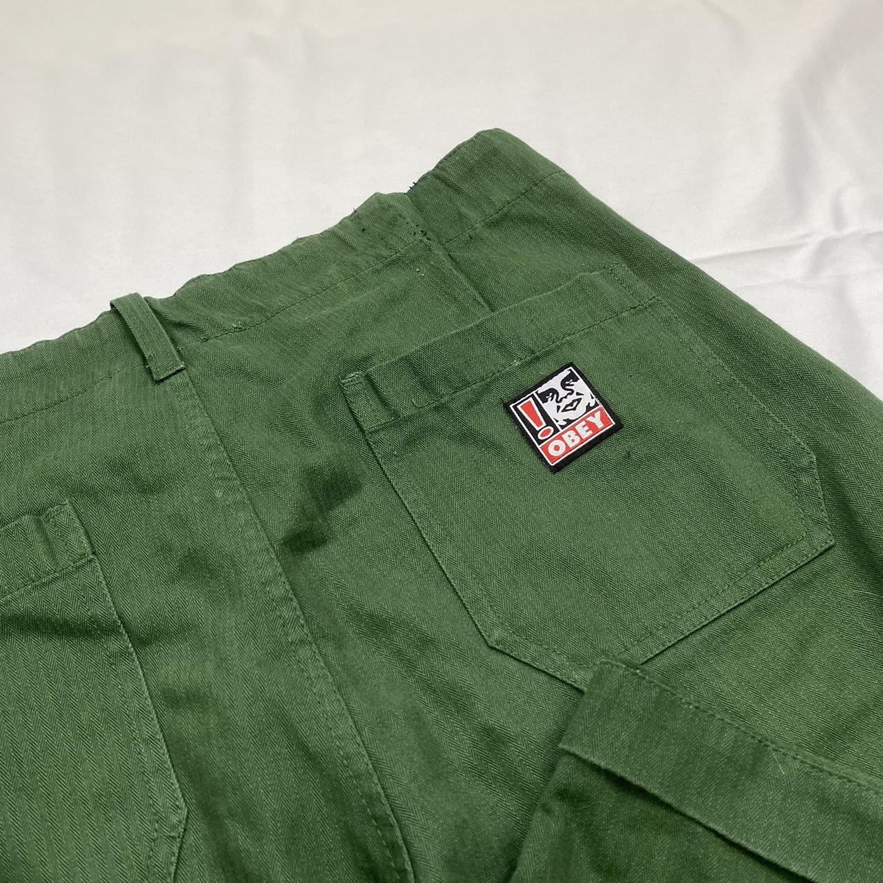 🔺 - Obey trousers with logo batch Green obey... - Depop