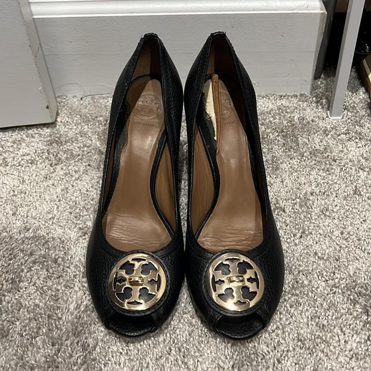 Gold Tory Burch Peep Toe