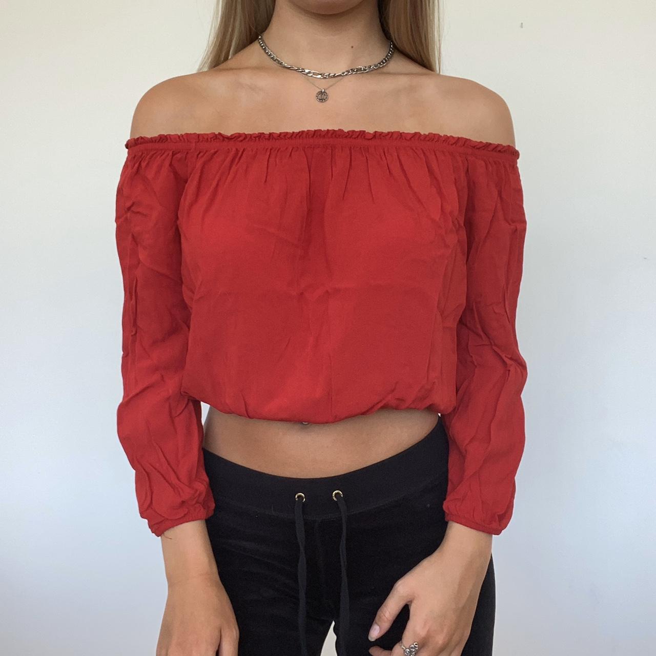 Brandy melville red discount off the shoulder top