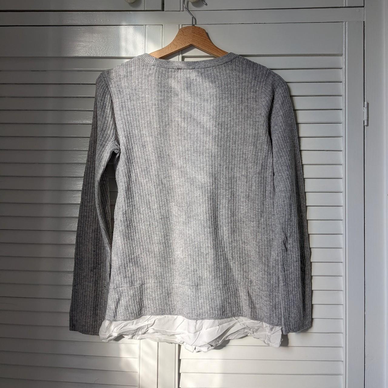 Grey jumper with white false undershirt from... - Depop