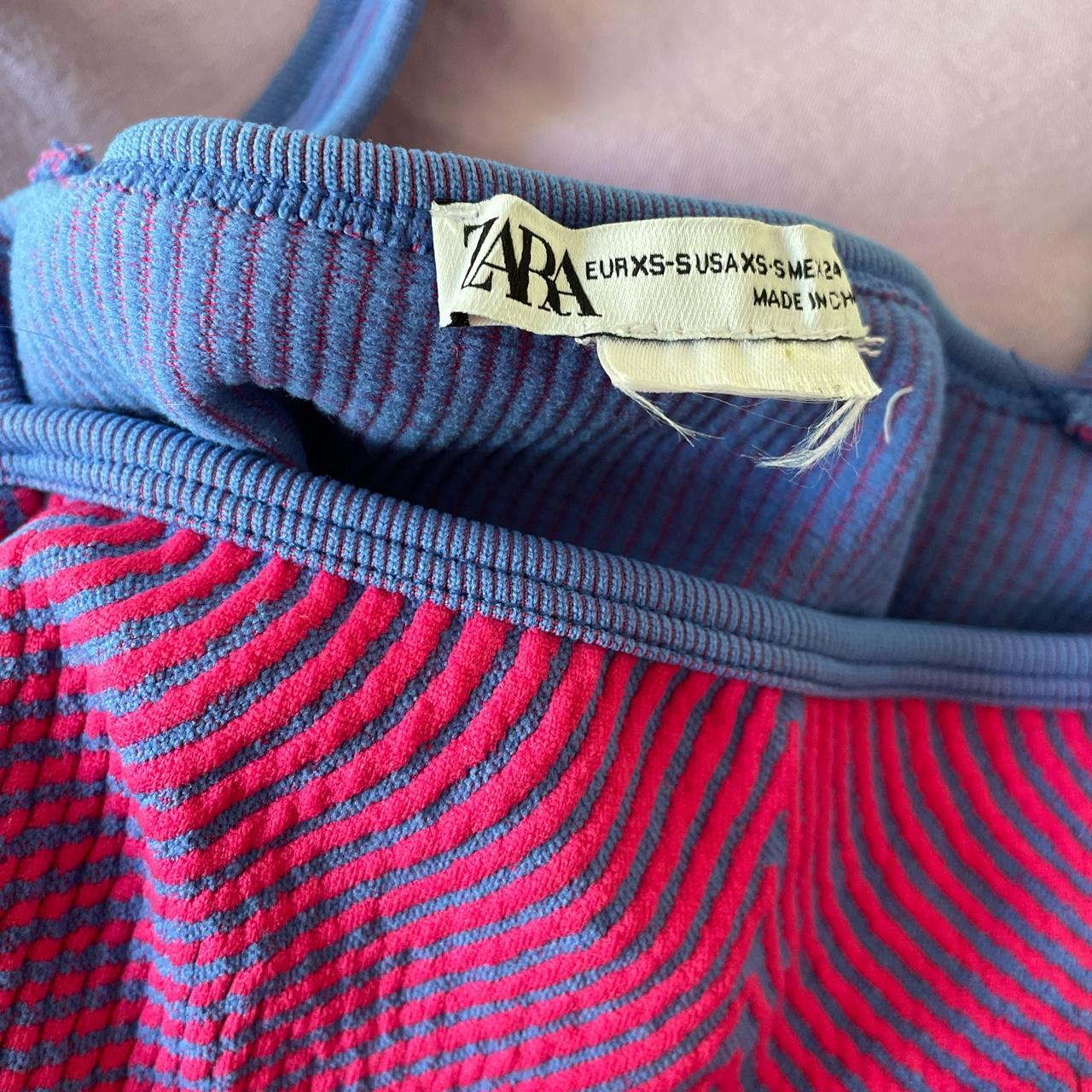 zara pink + blue designed fit tank Depop