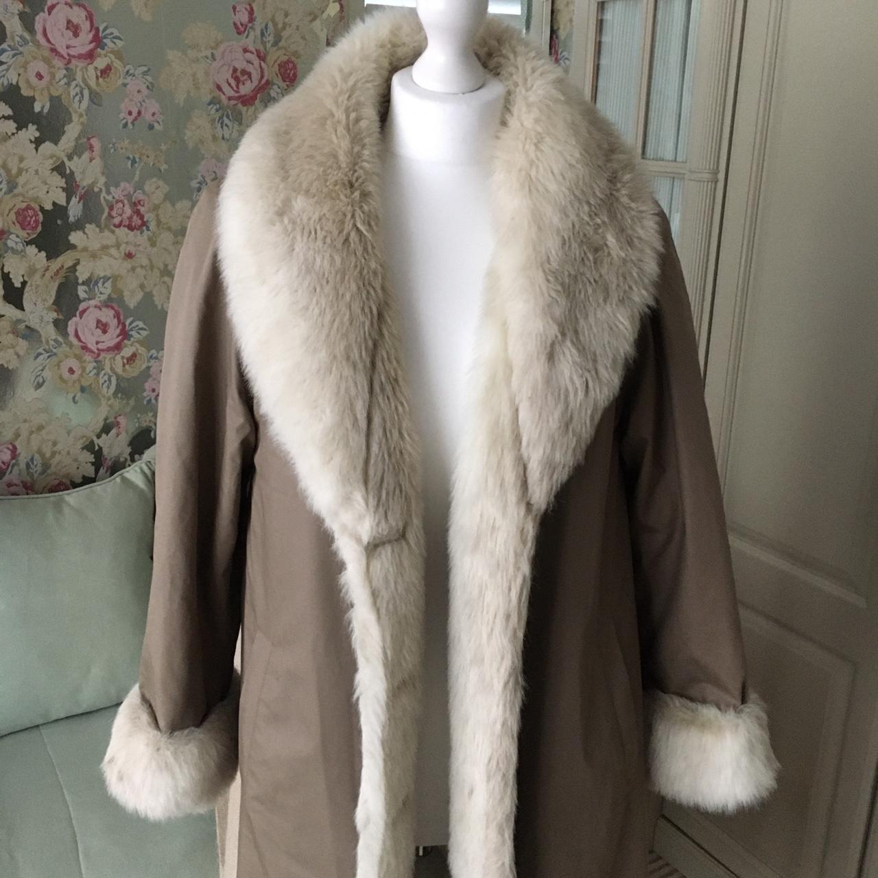 Vintage St. Michael unique long taupe coat with... - Depop