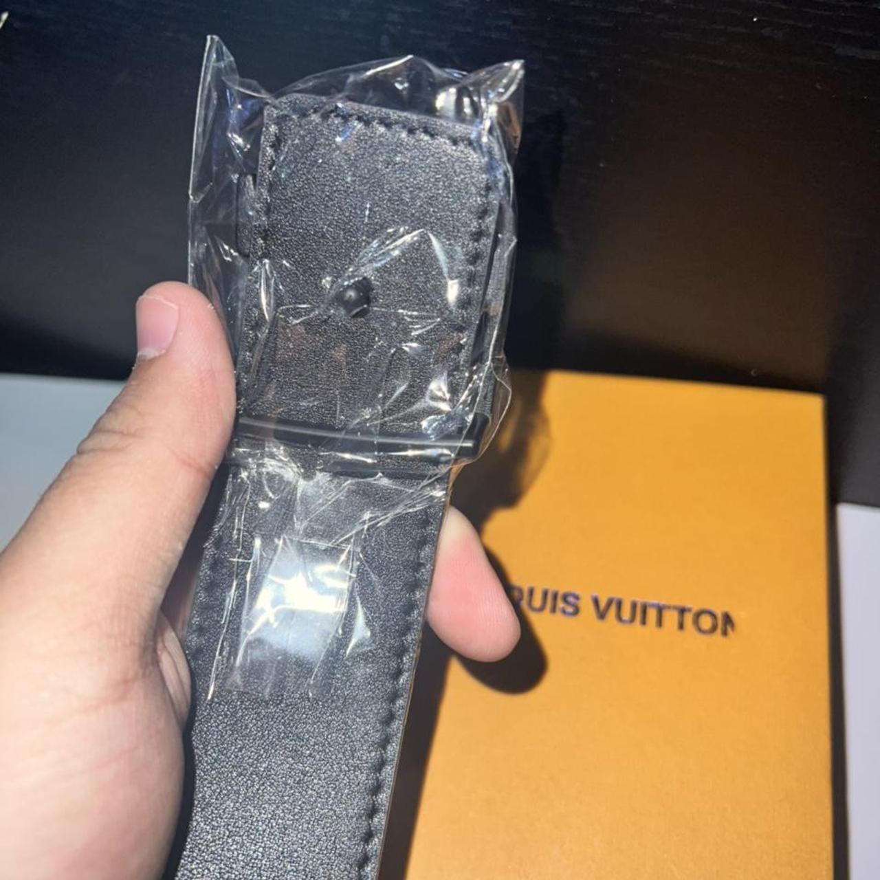 Black LV Belt Navy Monogram Reversible Depop