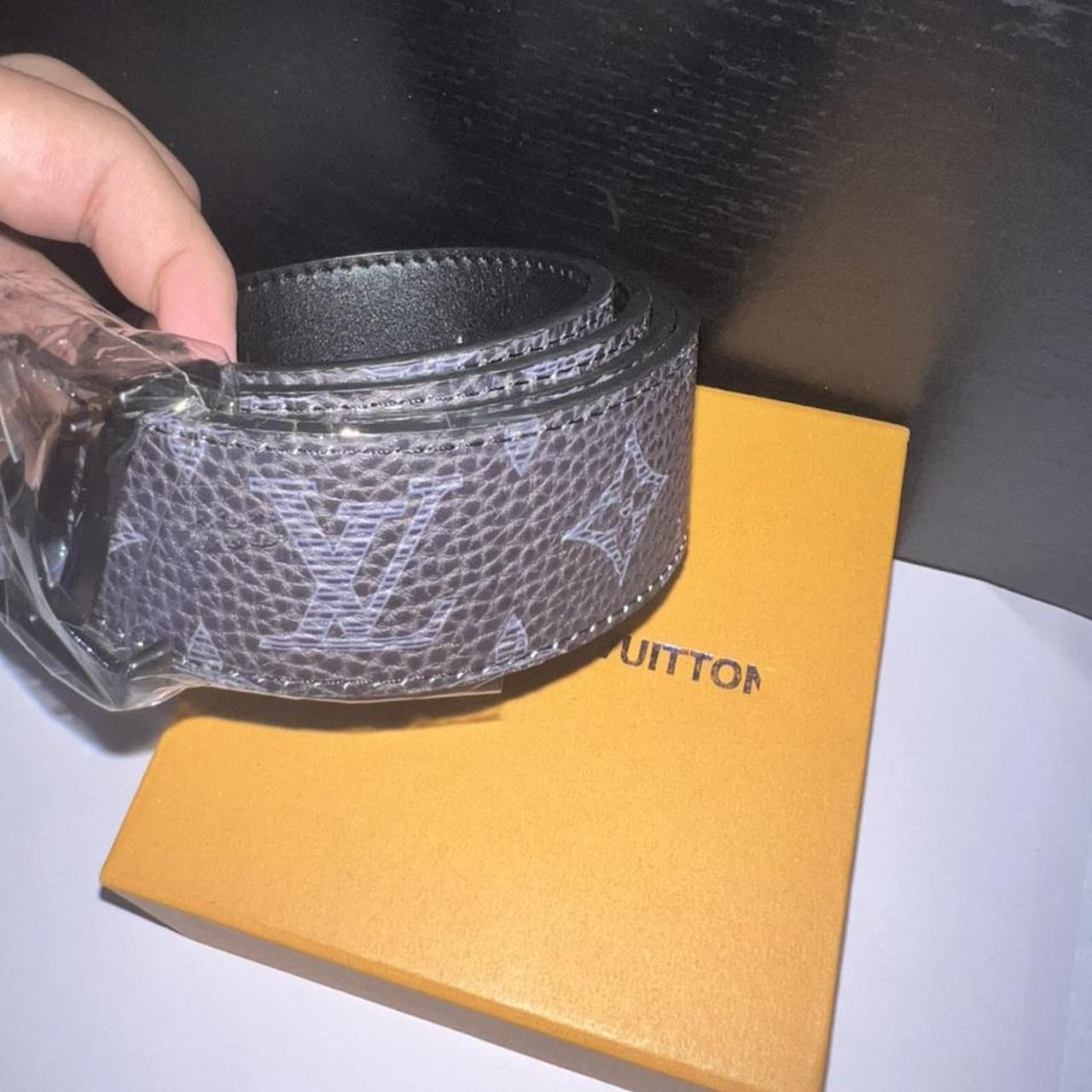 Black LV Belt Navy Monogram Reversible Depop