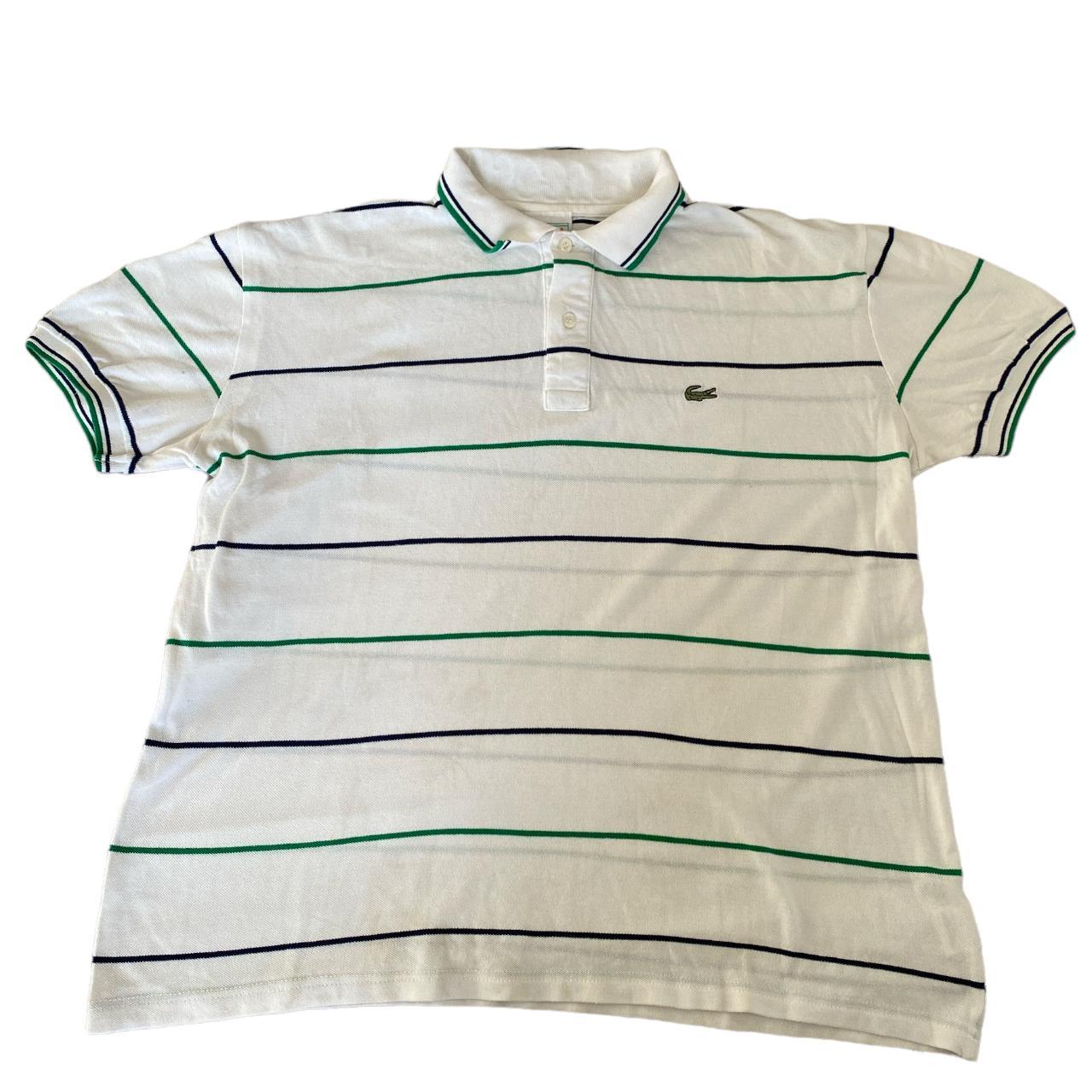 Vintage white Lacoste polo with green/black... - Depop