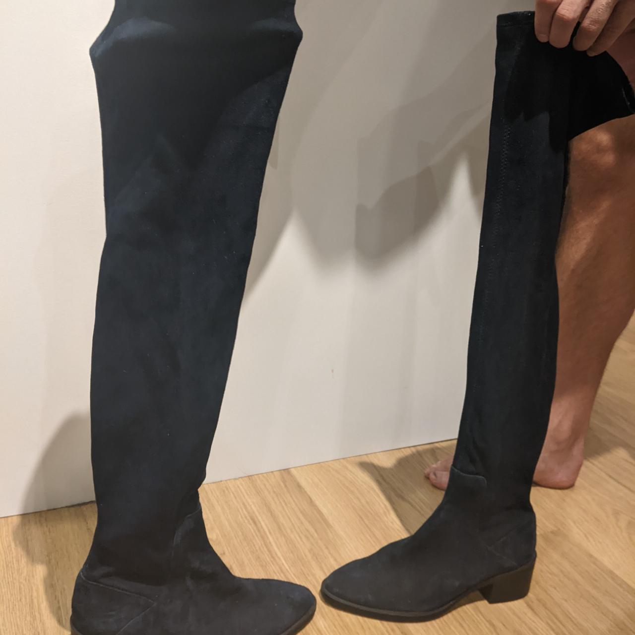Zara over the knee boots EU 38 Navy blue faux... Depop