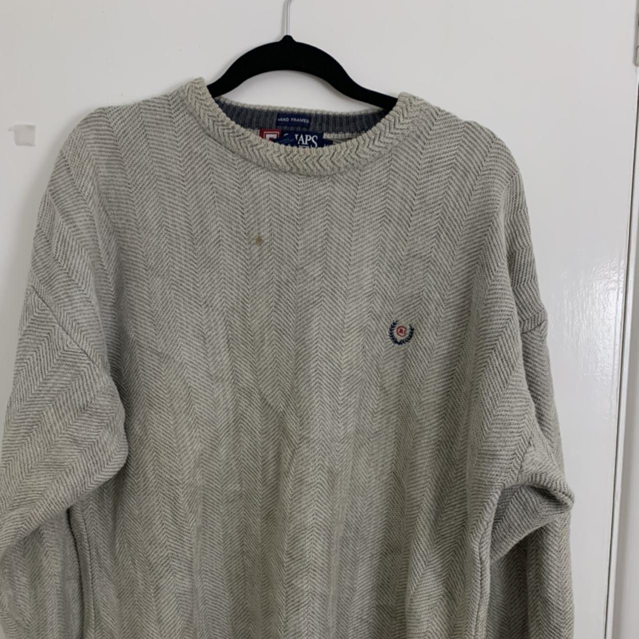 Grey Ralph Lauren chaps knit jumper/ sweater in good... - Depop