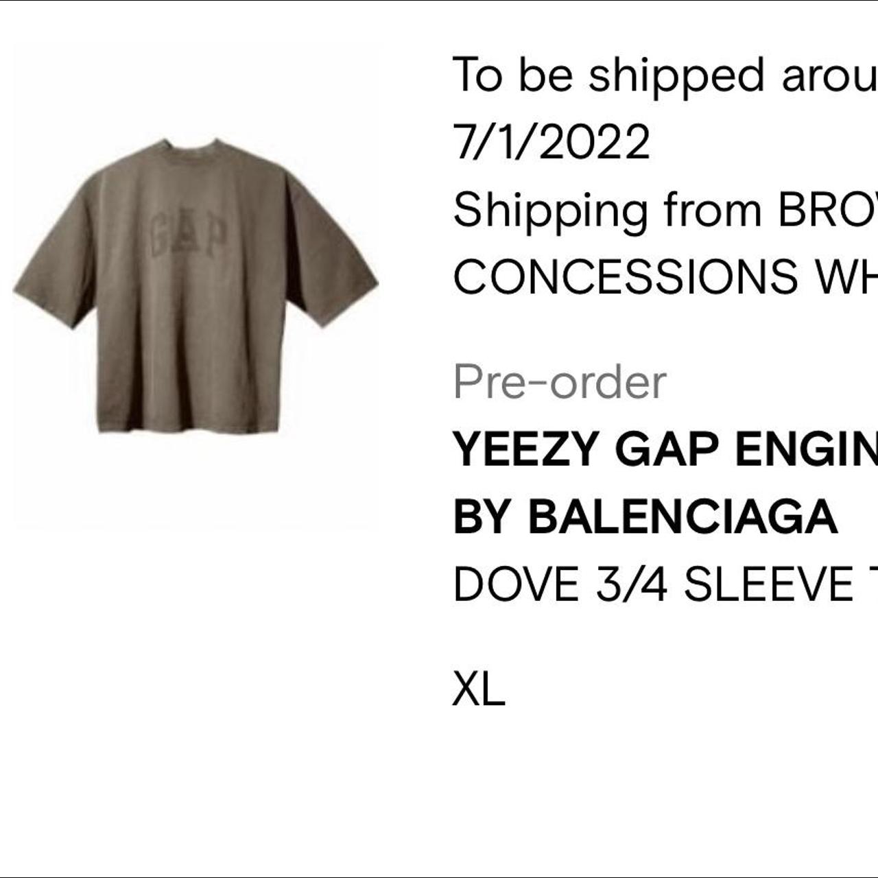 Yeezy Gap Engineered by Balenciaga Dove 3/4 Sleeve T-shirt Grey