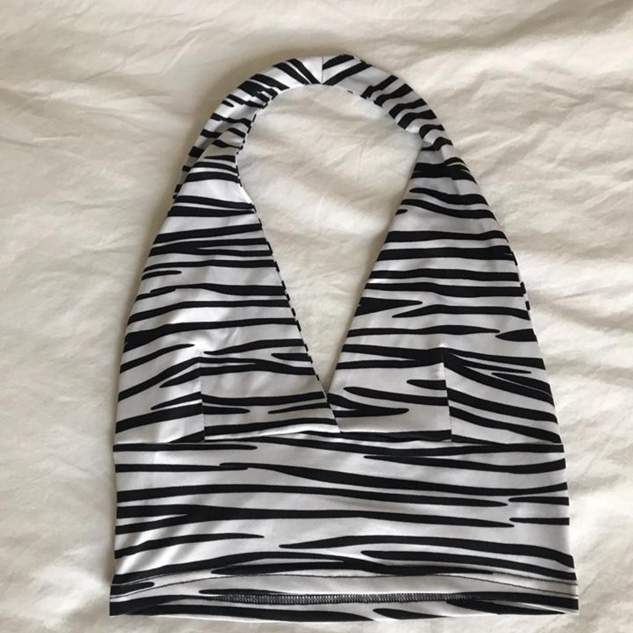 Zebra print halter neck crop top Hardly worn Size... - Depop