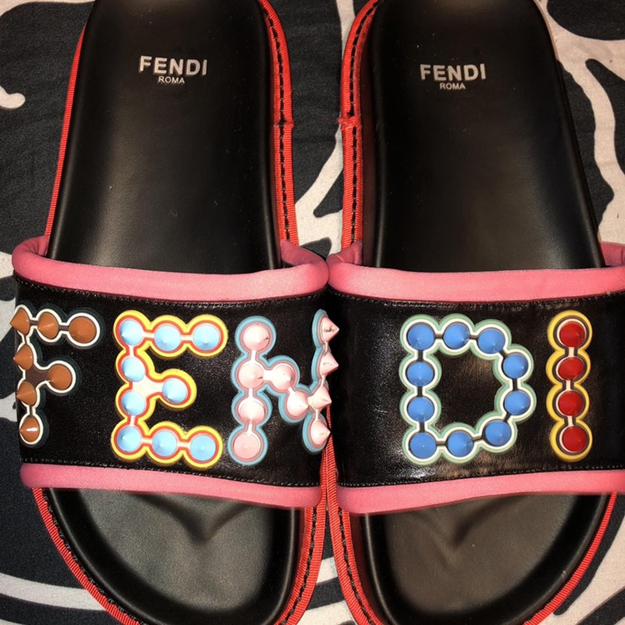 Fendi studded slides hot sale