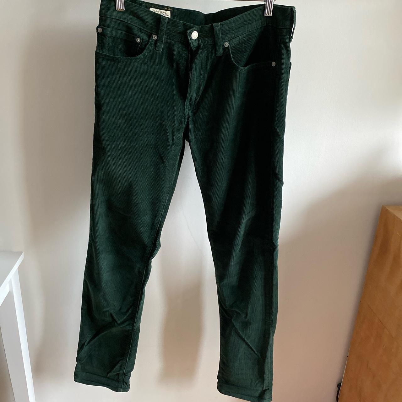 Levi’s 511 slim fit green corduroy trousers in size... - Depop