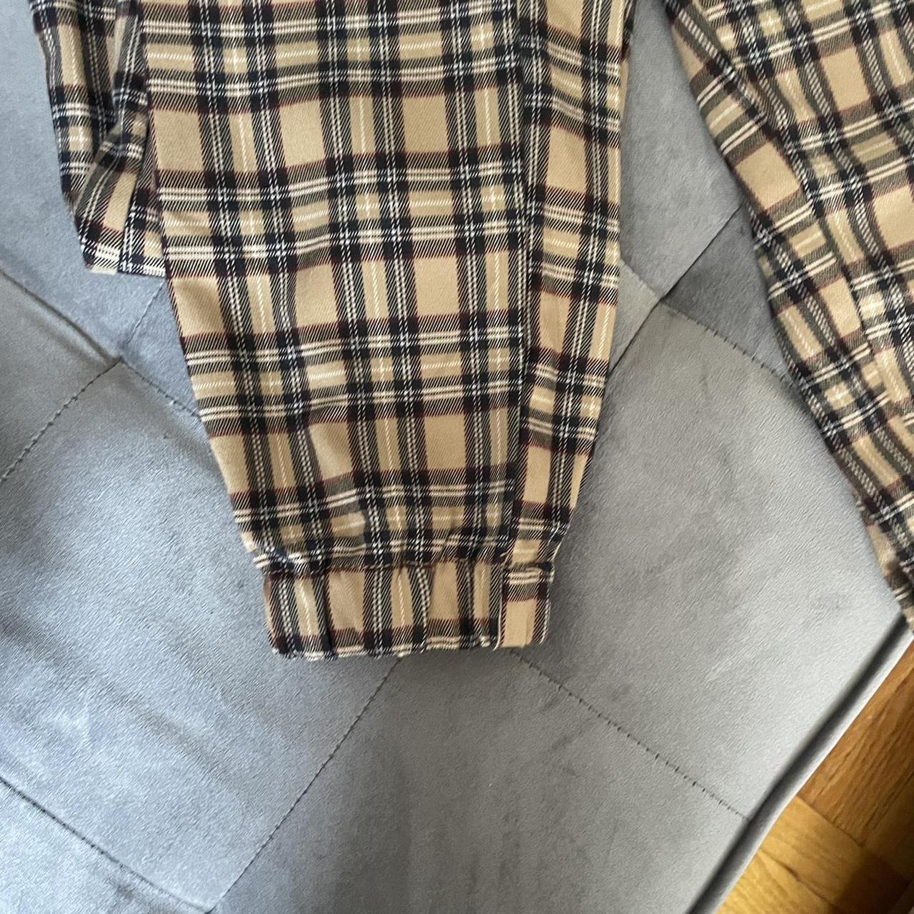 Plaid Pants Casual Soft Going Out Beige Depop