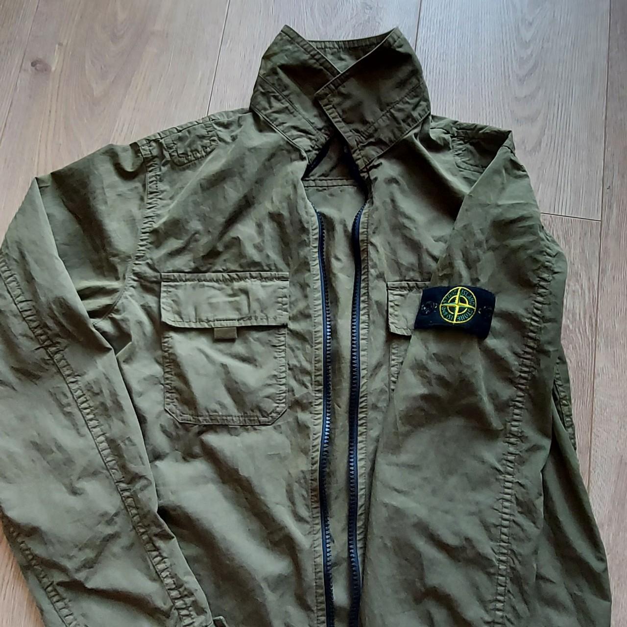 khaki green stone island overshirt