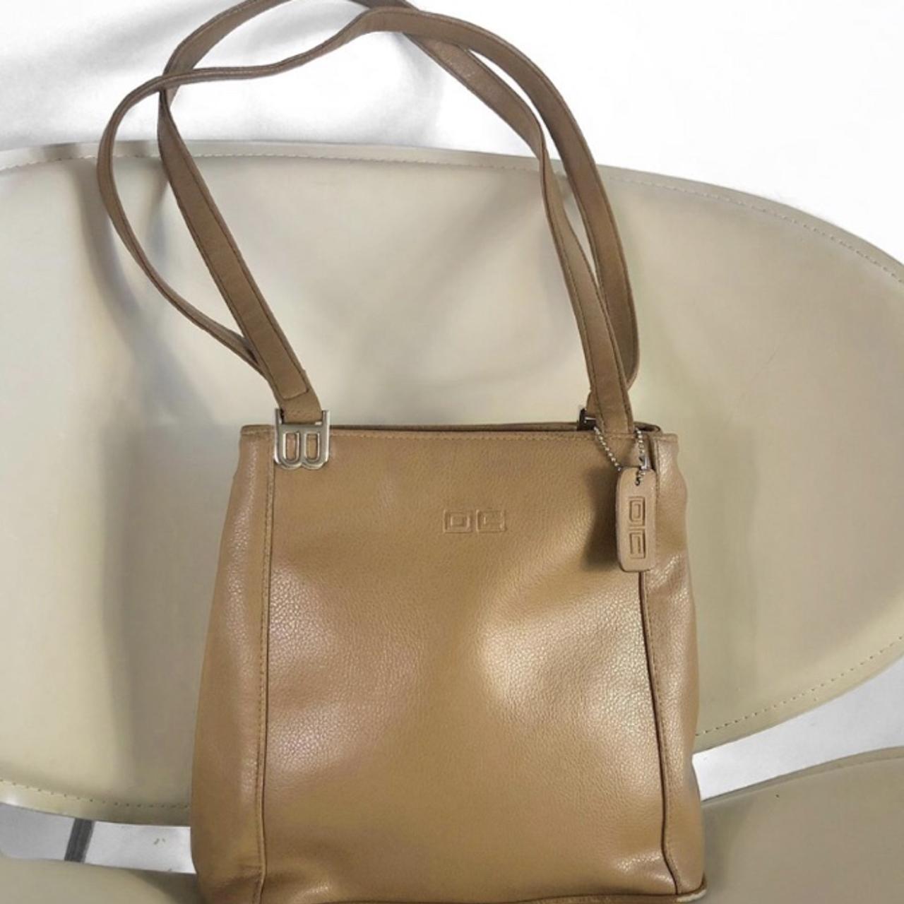 Faux leather light tan / brown shoulder bag medium... Depop