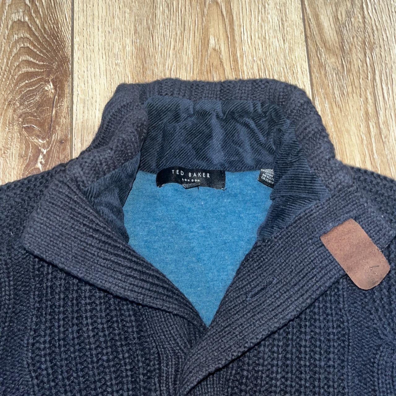 Mens Ted Baker Sweater Chunky Knit Navy Blue Jumper... - Depop