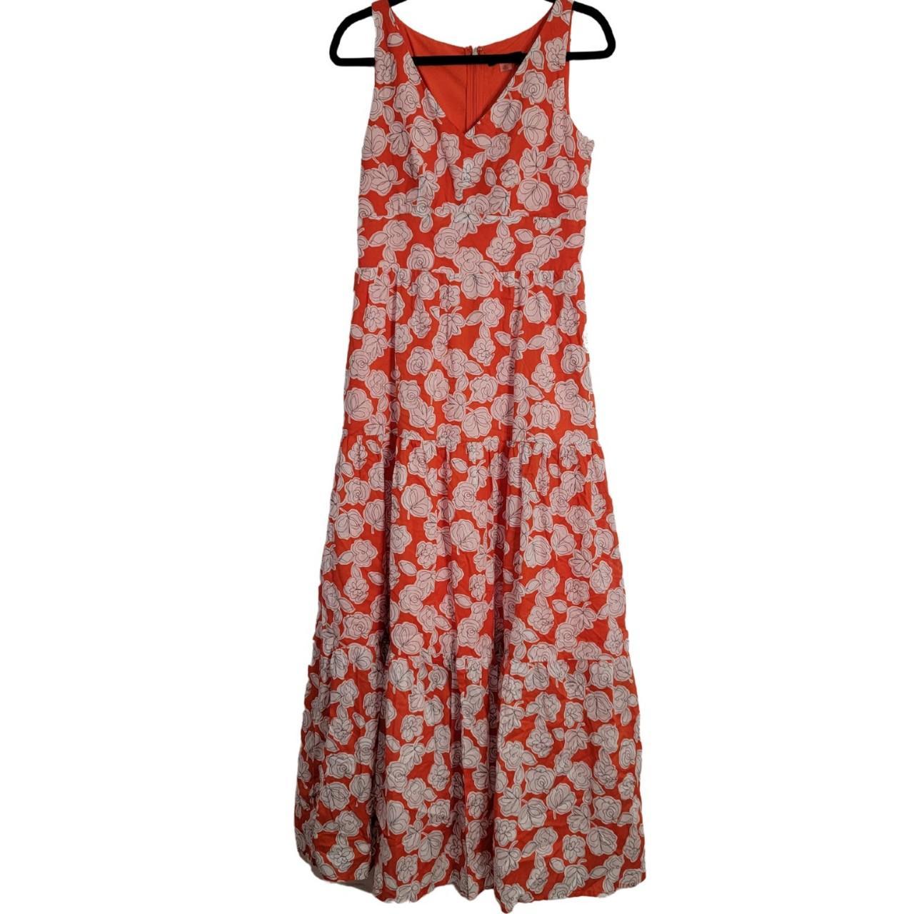 Beautiful, bright orange floral maxi dress from... - Depop