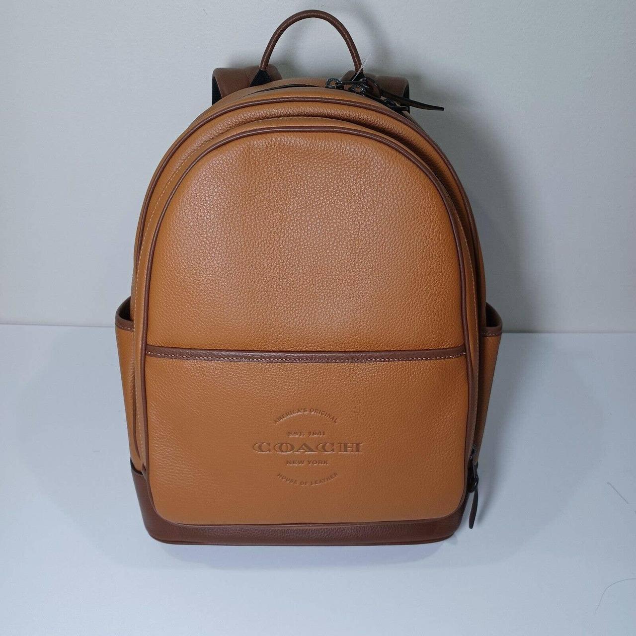 Coach multi-pocket leather backpack in Brown