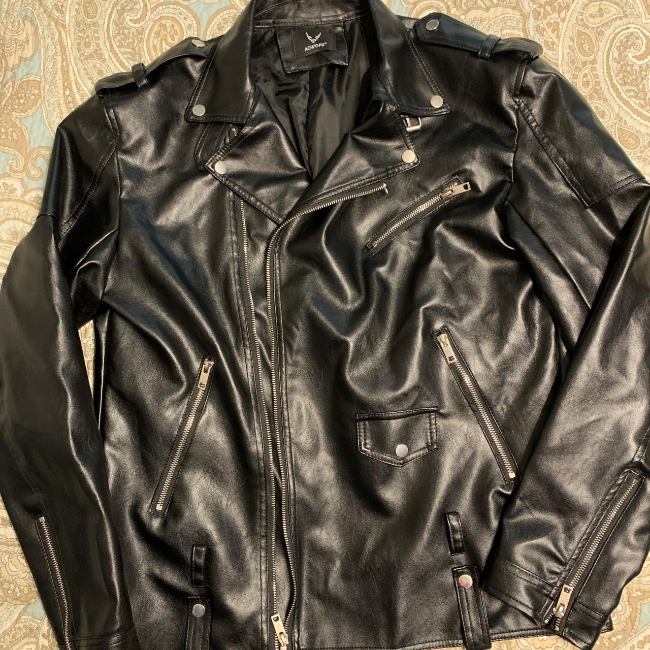 Faux leather jacket #biker #minimalist - Depop