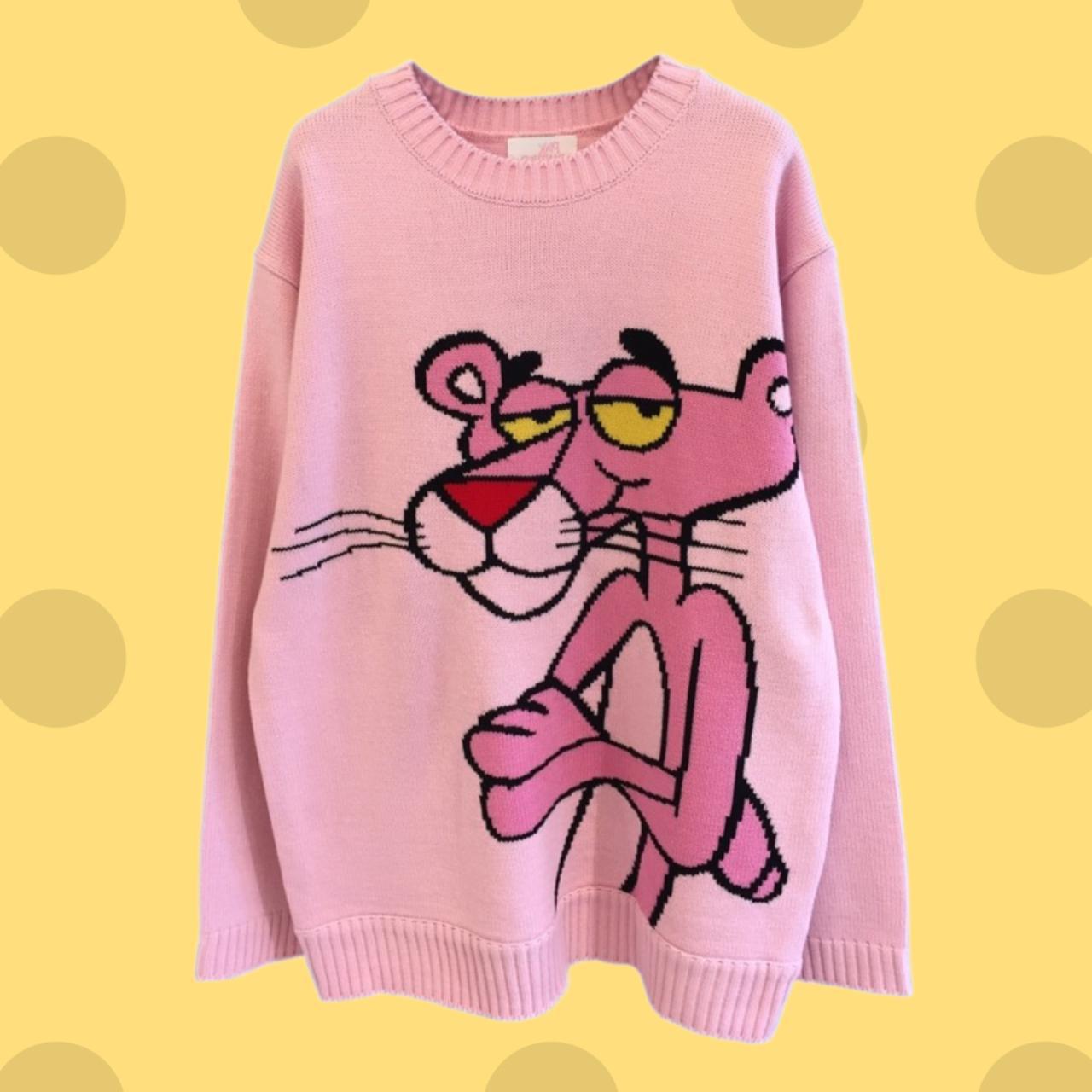 Panther cartoon sweater, loose o neck pullover,... - Depop