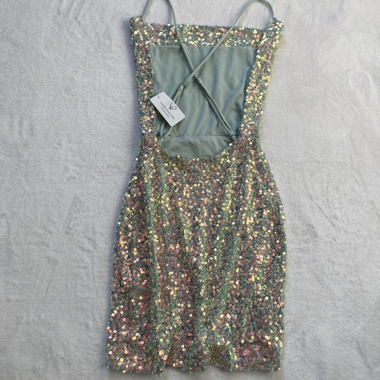 Windsor Sequin Bodycon Mini Dress teal 🌟🪩 size... Depop