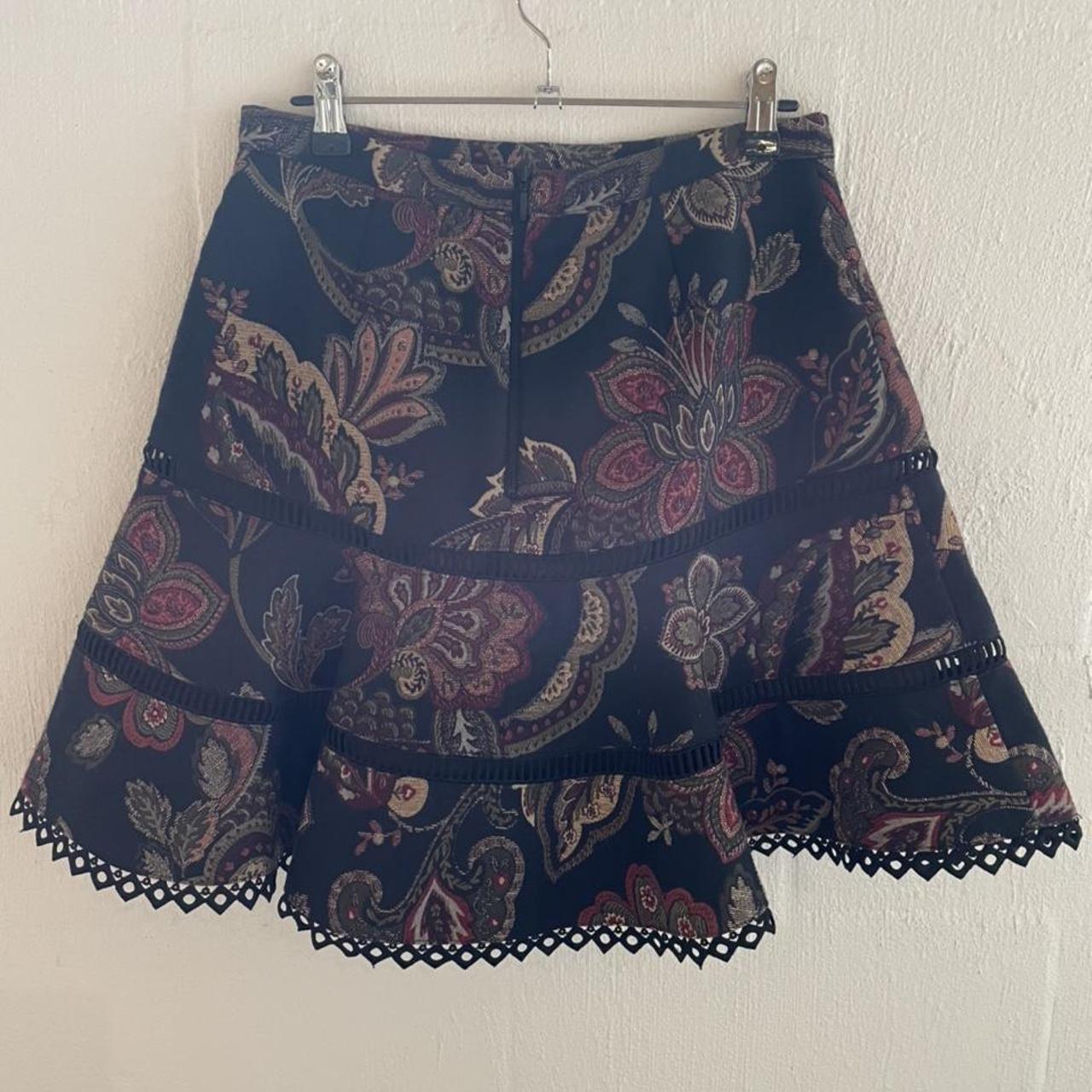 Rodeo Show tiered mini skirt with fagget lace trim.... - Depop