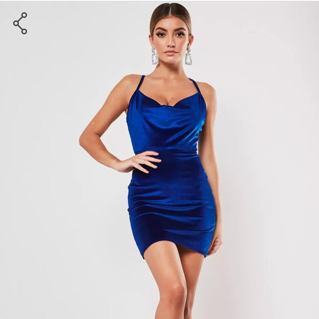 Missguided blue velvet dress best sale