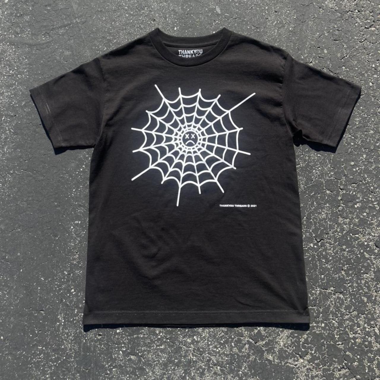 Spider web tee Screen printed logo - Depop